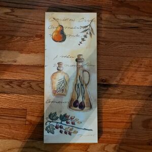 Onions in Olive Oil by Victoria Hassey Wooden Wall Art 20x8